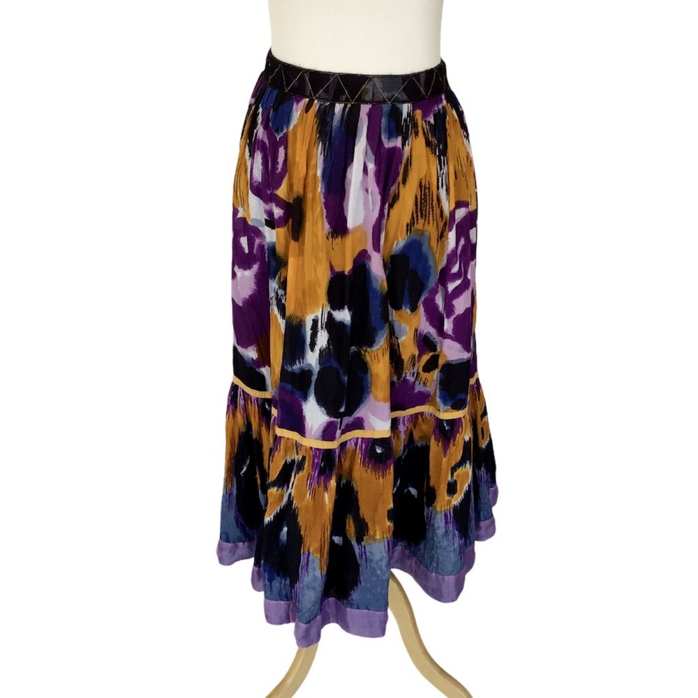 Sandy Starkman Watercolor Flower Bohemian XL Skirt